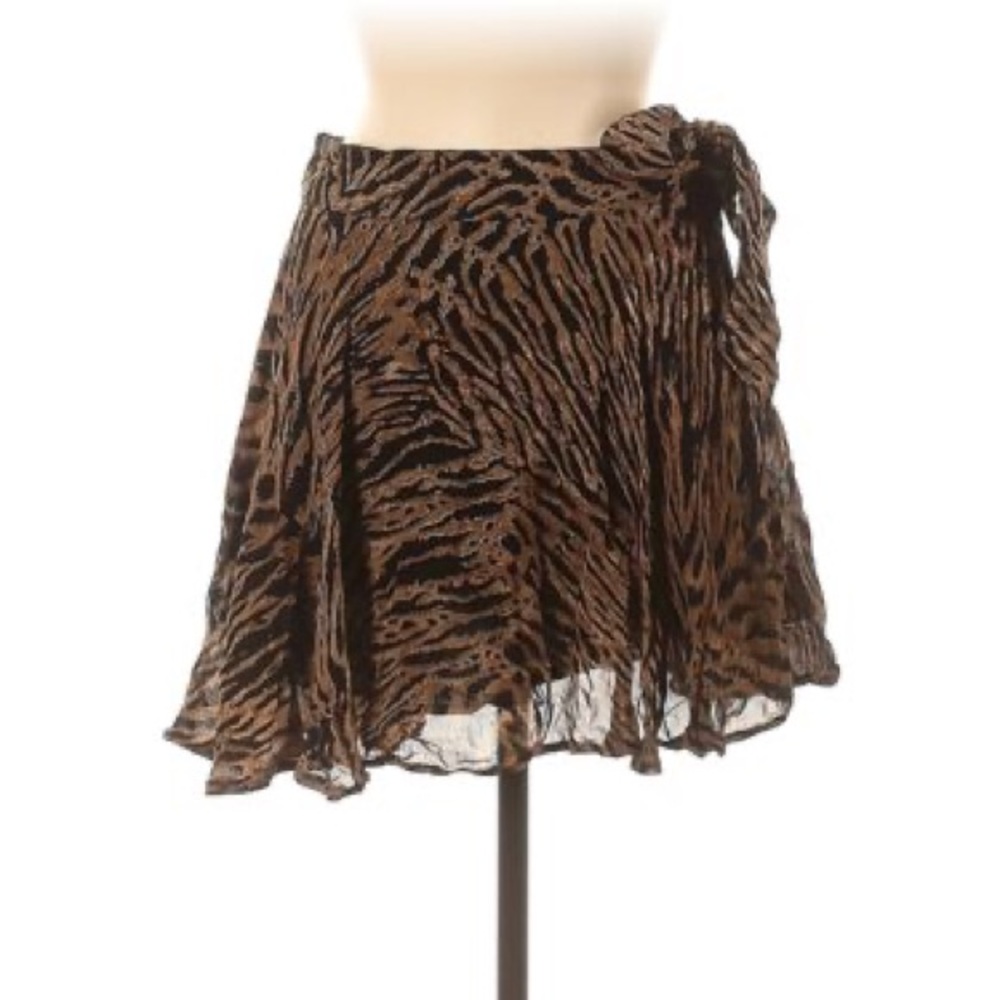 Ganni printed cheetah leopard tiger print mini skirt Georgette